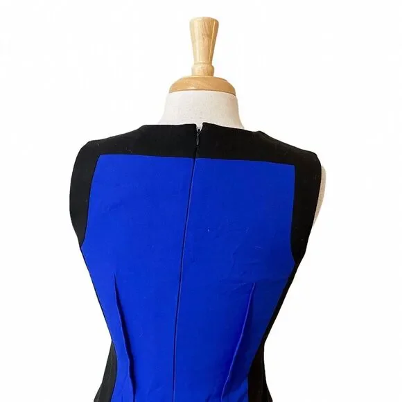 Calvin Klein Dress Size 4 Women's Royal Blue Sleeveless Back Zip Midi Sheath - Picture 5 of 9